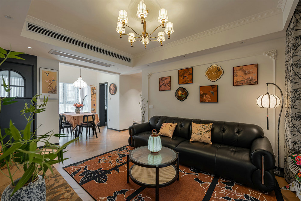 大華鉑金酈府110平中古風格裝修效果圖