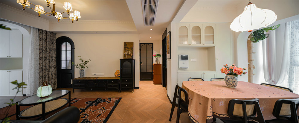 大華鉑金酈府110平中古風格裝修效果圖