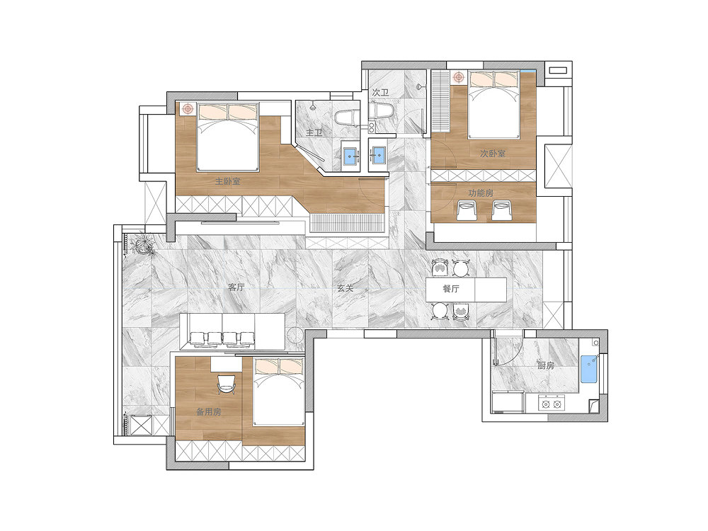 金科和雅東方135平原木奶油風(fēng)裝修效果圖