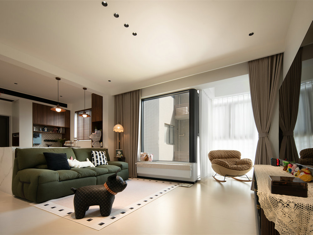 新長江香榭琴臺104平中古風格裝修效果圖